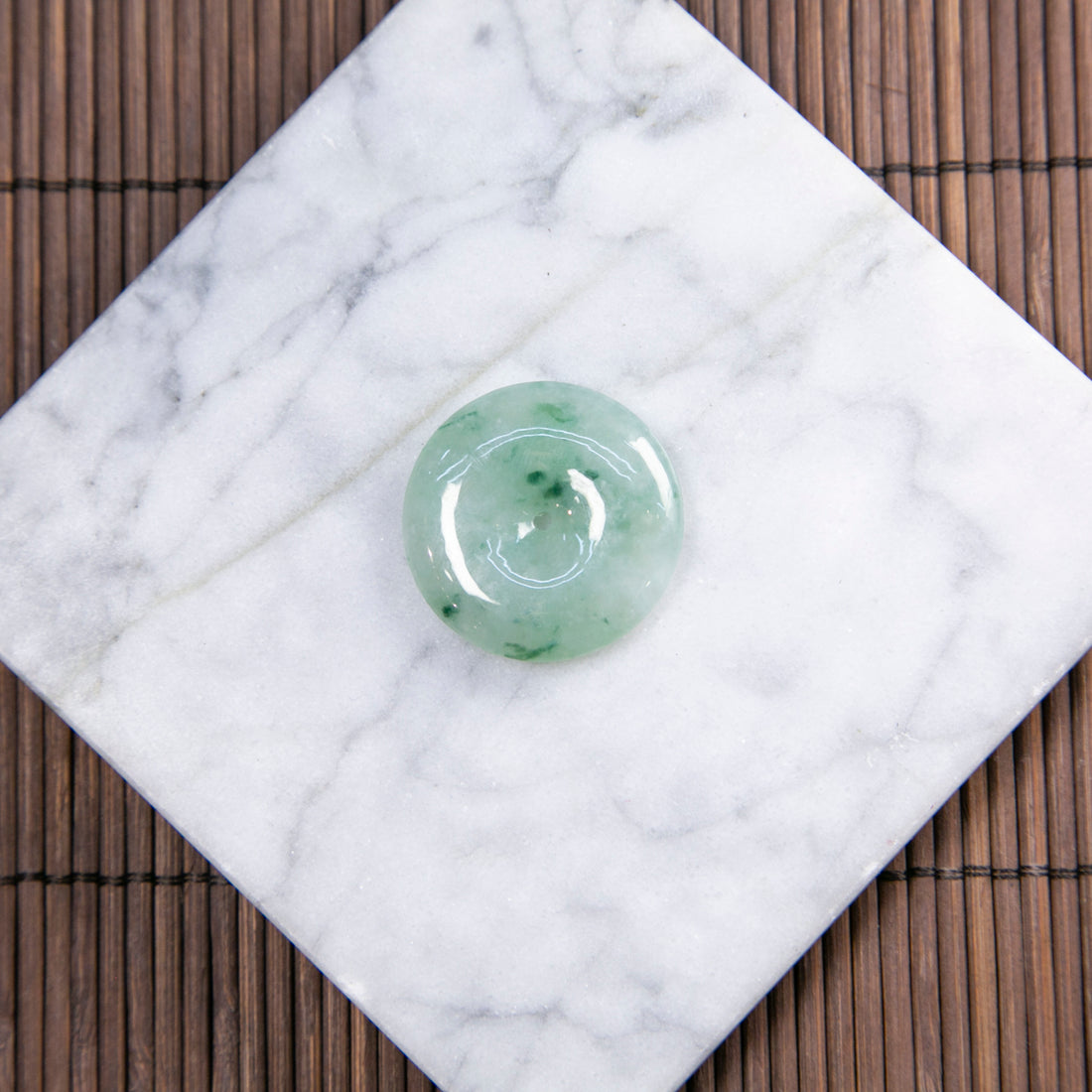 Natural Burmese Jade Green Piao Hua Ping An Donut