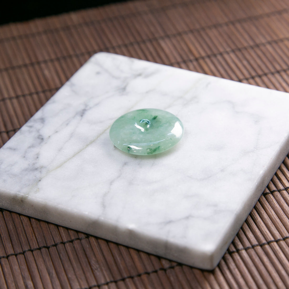 Natural Burmese Jade Green Piao Hua Ping An Donut