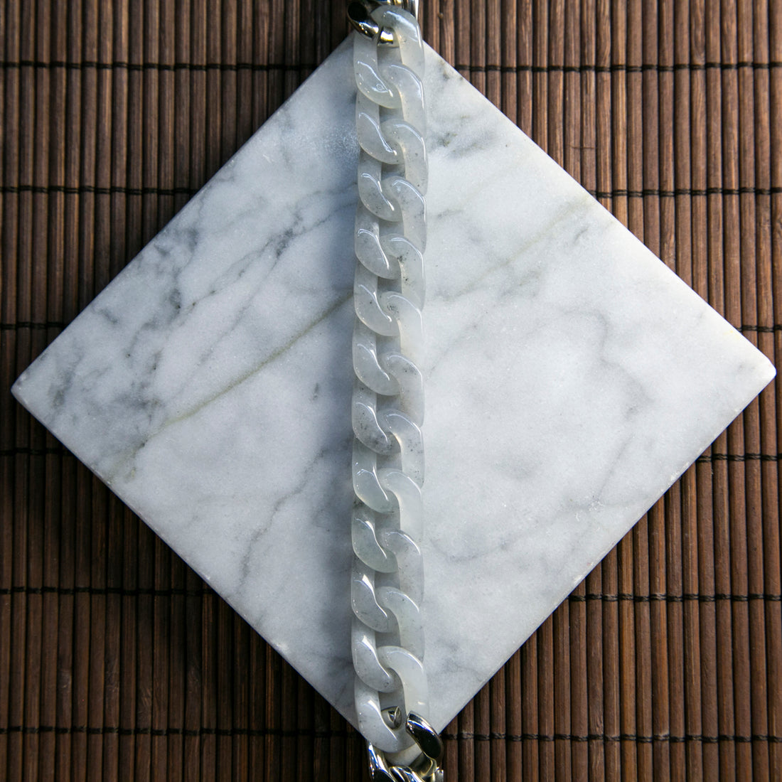 Natural Burmese Jade Grey Cuban Chain