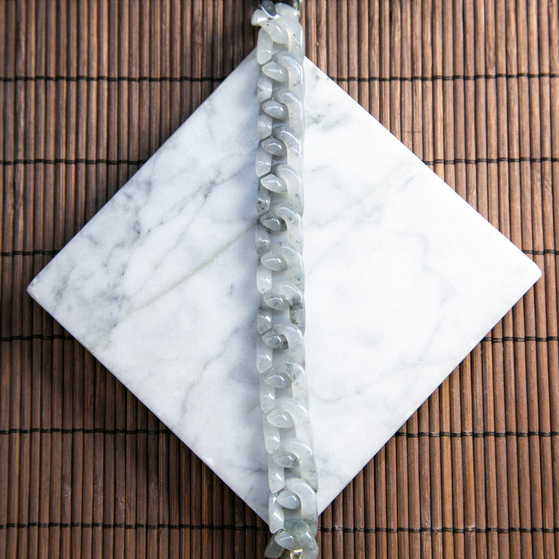 Natural Burmese Jade Grey Cuban Chain