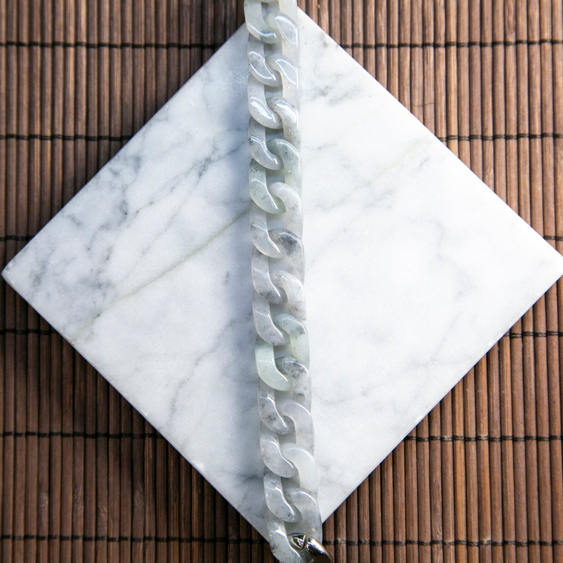 Natural Burmese Jade Grey Cuban Chain