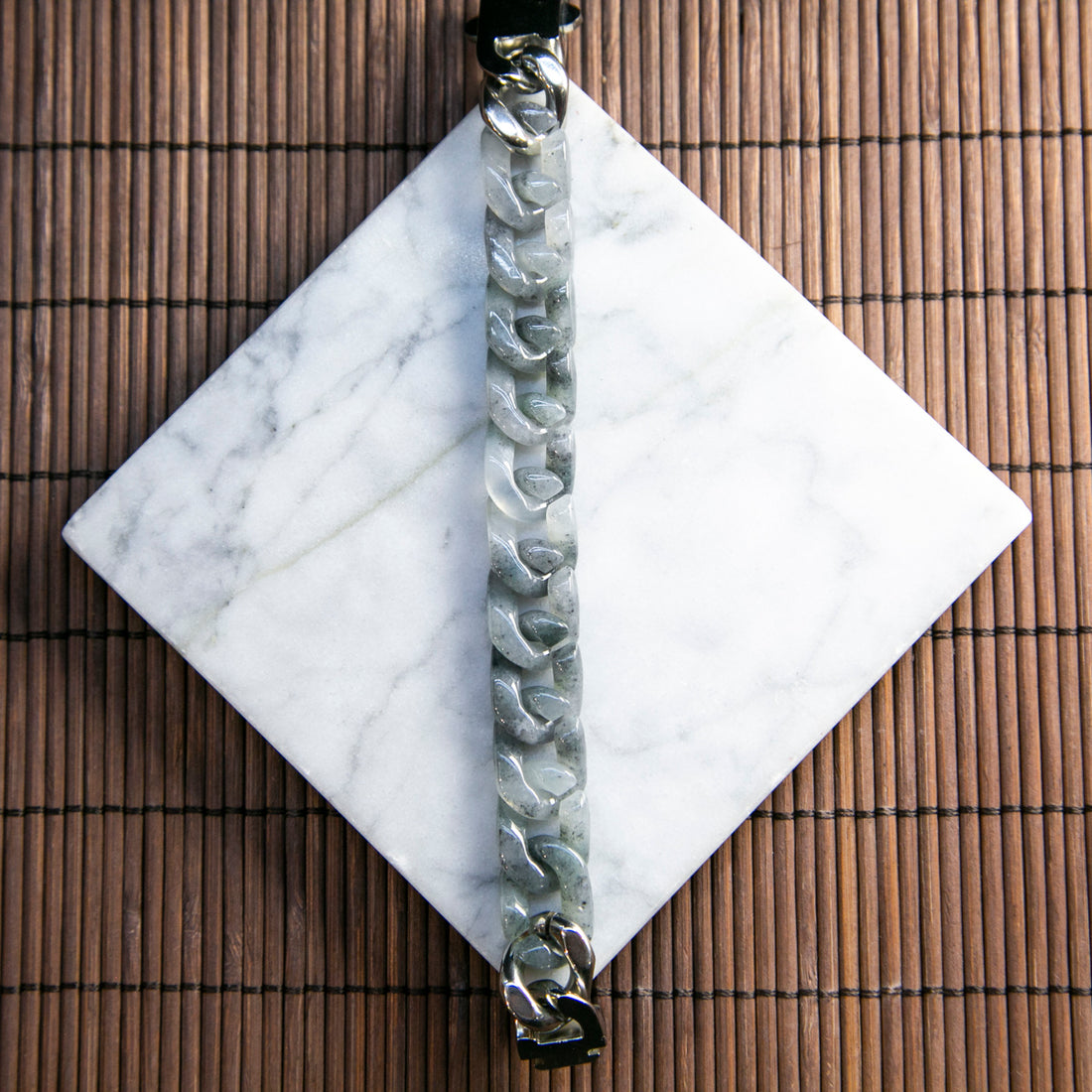 Natural Burmese Jade Grey Cuban Chain