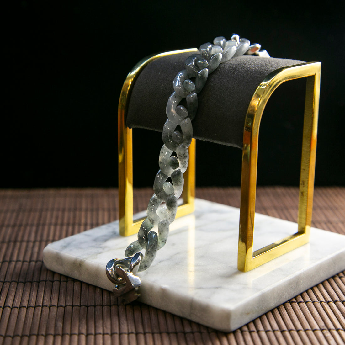 Natural Burmese Jade Grey Cuban Chain