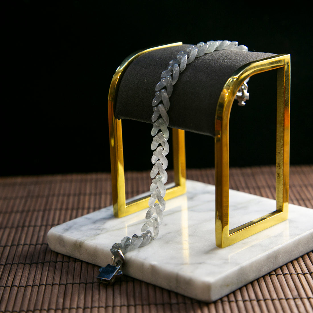 Natural Burmese Jade Grey Cuban Chain