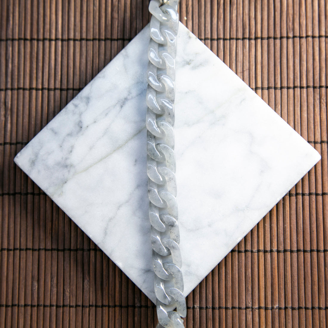 Natural Burmese Jade Grey Cuban Chain