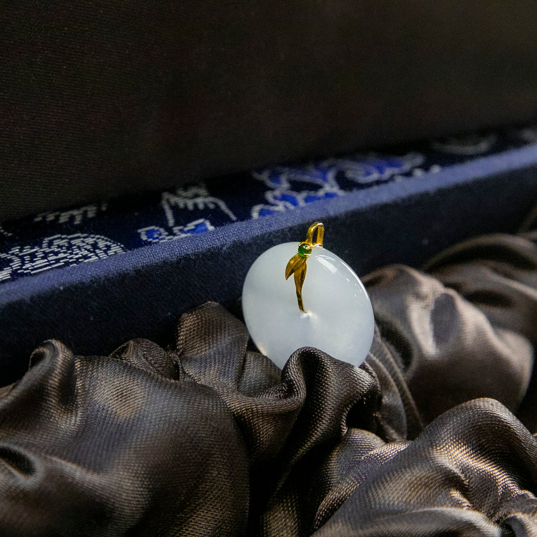 18K金天然緬甸翡翠冰藍紫平安扣吊墜