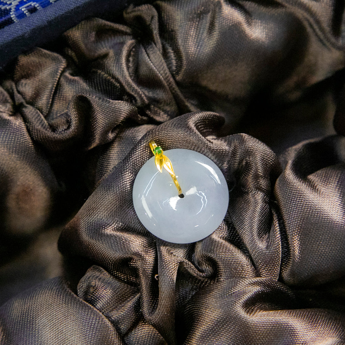 18K金天然緬甸翡翠冰藍紫平安扣吊墜