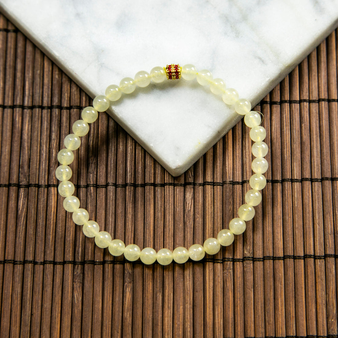 天然緬甸翡翠冰種淡黃翡珠串手鏈