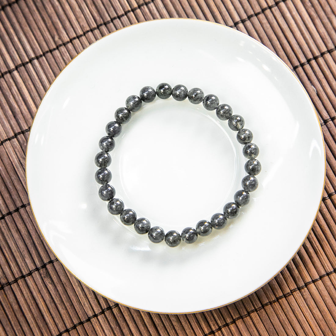 天然緬甸翡翠冰烏雞手珠串 (6.2mm)