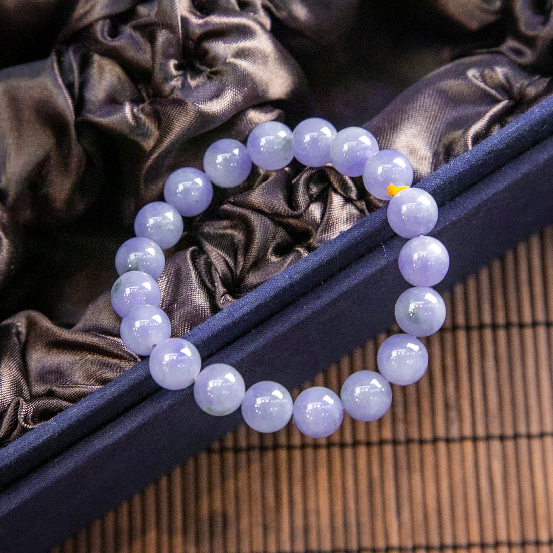 天然緬甸翡翠濃紫飄花手珠串 (10.0mm)