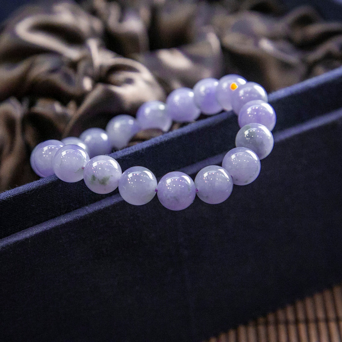 天然緬甸翡翠濃紫飄花手珠串 (10.0mm)