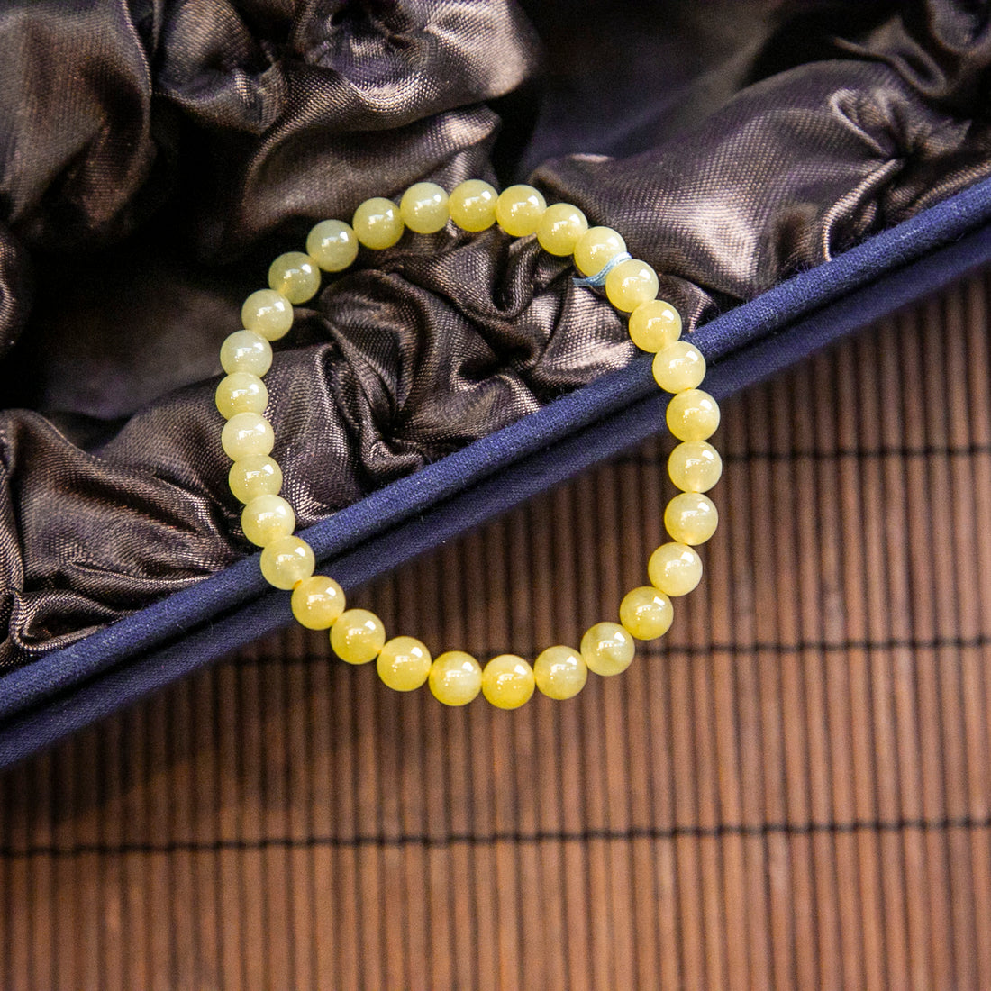 天然緬甸翡翠冰桂花黃翡手珠串 (6.3mm)