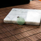 18K White Gold Natural Burmese Jade Green with Cloud-Like Inclusion Circle Pendant