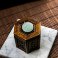 18K White Gold Natural Burmese Jade Green with Cloud-Like Inclusion Circle Pendant