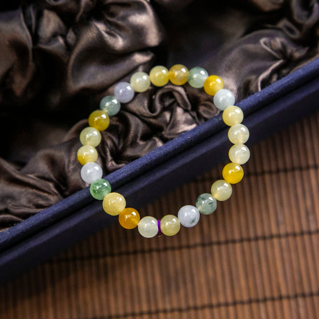 天然緬甸翡翠冰飄花多寶手珠串 (7.1mm)