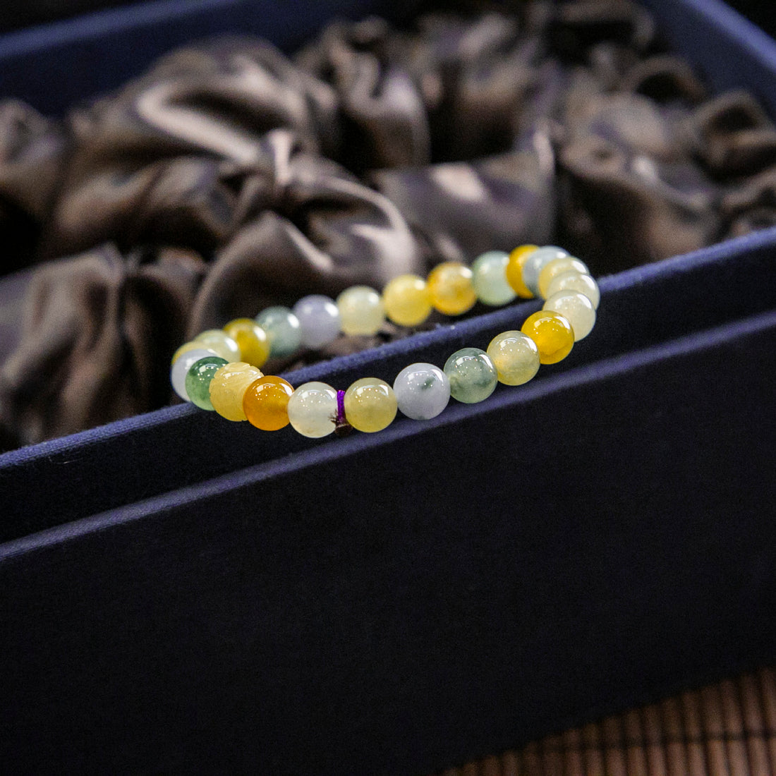 天然緬甸翡翠冰飄花多寶手珠串 (7.1mm)