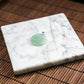 18K White Gold Natural Burmese Jade Green with Cloud-Like Inclusion Circle Pendant