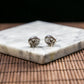 18K Platinum Diamond Natural Burmese Jade Glassy Cabochon Ear Studs