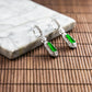 18K Platinum Diamond Natural Burmese Jade Imperial Green Earrings