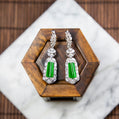 18K Platinum Diamond Natural Burmese Jade Imperial Green Earrings