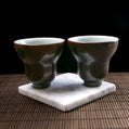 Handcrafted Kiln-Fired Ceramic Chinese Teacup (Pair)
