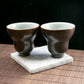 Handcrafted Kiln-Fired Ceramic Chinese Teacup (Pair)
