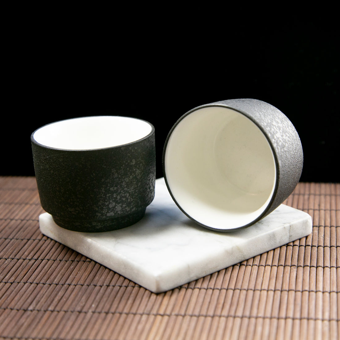 Black-Glazed Ceramic Chinese Teacup (Single Piece)