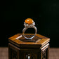 18K Platinum Diamond Natural Burmese Jade Orange Cabochon Ring