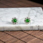 18K Platinum Diamond Natural Burmese Jade Imperial Green Cabochon Ear Studs