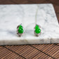 18K Platinum Diamond Natural Burmese Jade Imperial Green Gourd Ear Studs