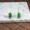18K Platinum Diamond Natural Burmese Jade Imperial Green Gourd Ear Studs