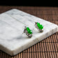18K Platinum Diamond Natural Burmese Jade Imperial Green Gourd Ear Studs