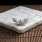 18K Platinum Diamond Natural Burmese Jade Icy Green and White Cabochon Butterfly Design Pin & Ring