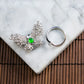 18K Platinum Diamond Natural Burmese Jade Icy Green and White Cabochon Butterfly Design Pin & Ring