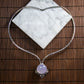 18K Platinum Diamond Natural Burmese Jade Icy Purple Cabochon Necklace