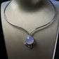 18K Platinum Diamond Natural Burmese Jade Icy Purple Cabochon Necklace