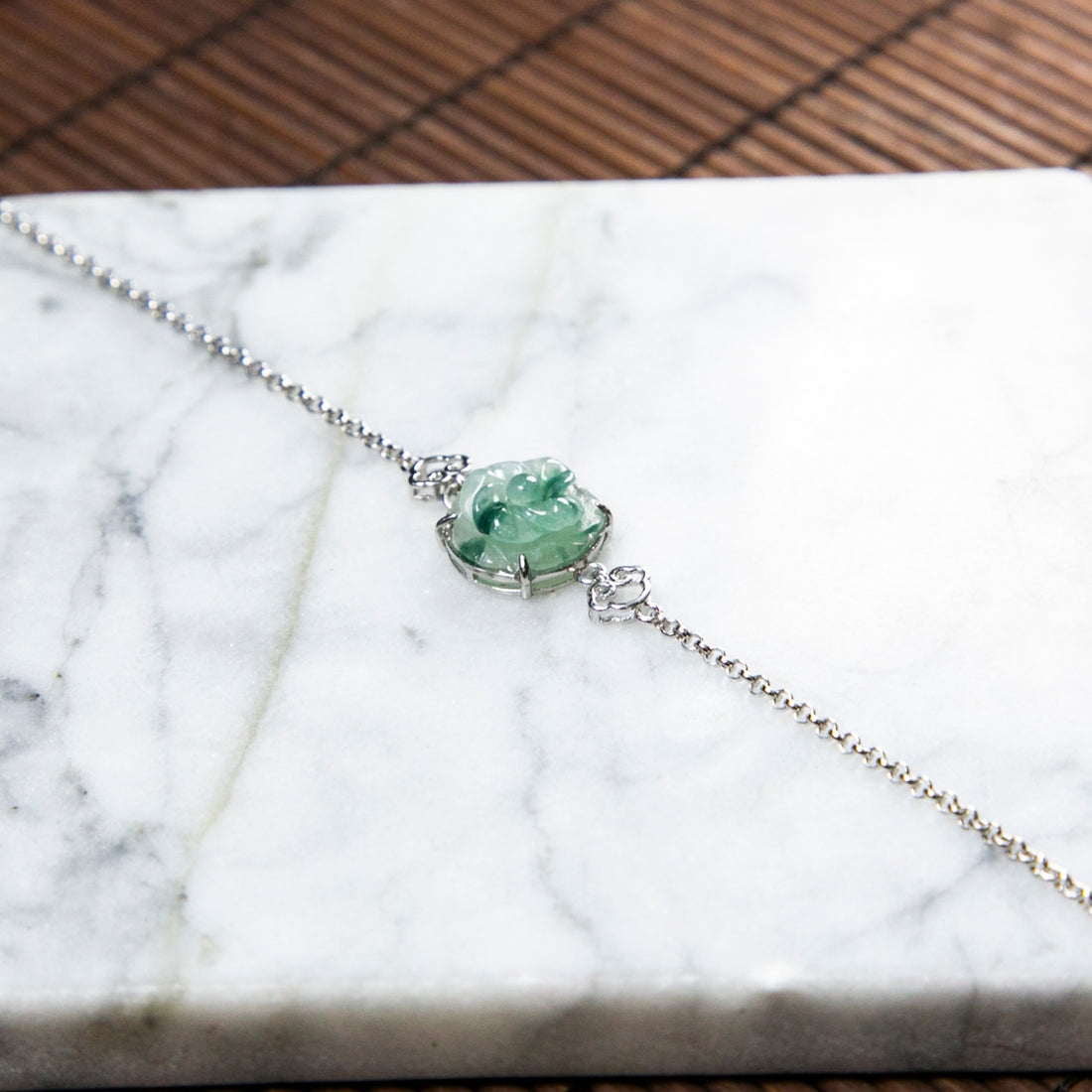 S925天然緬甸翡翠飄花花花手鍊