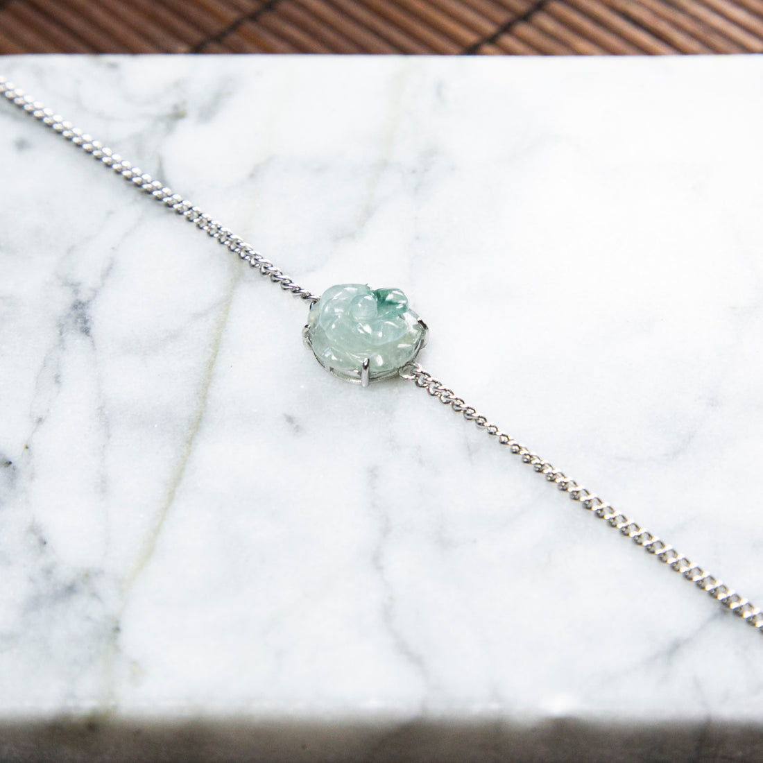 S925天然緬甸翡翠飄花花花手鍊