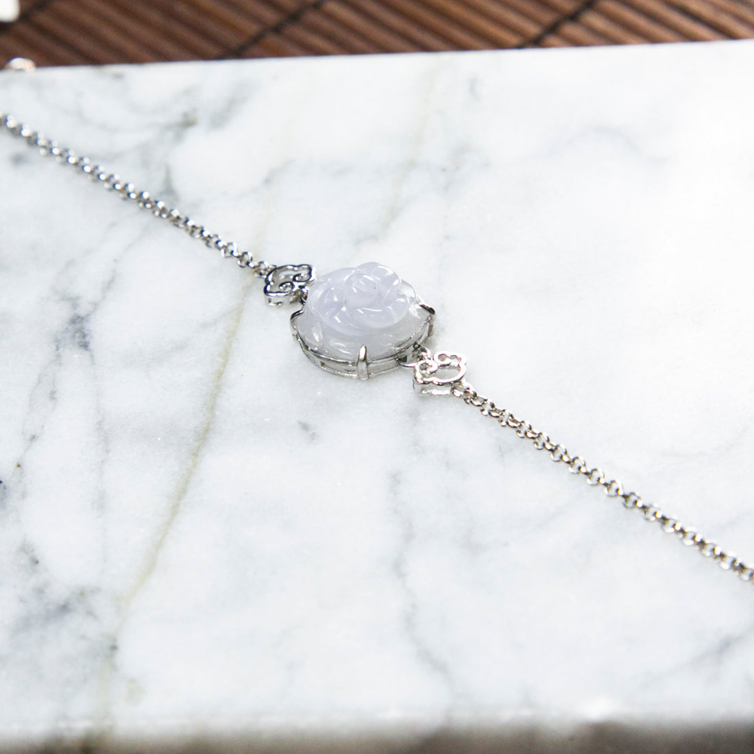 S925天然緬甸翡翠粉紫花花手鍊