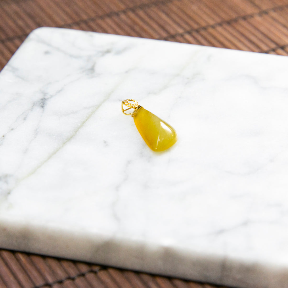 18K Gold Diamond Natural Burmese Jade Orange Shaped Pendant