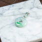 18K Platinum Diamond Natural Burmese Jade White & Green Donut Pendant