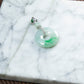 18K Platinum Diamond Natural Burmese Jade White & Green Donut Pendant