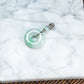 18K Platinum Diamond Natural Burmese Jade White & Green Donut Pendant