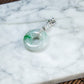 18K Platinum Diamond Natural Burmese Jade White & Green Donut Pendant