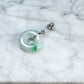 18K Platinum Diamond Natural Burmese Jade White & Green Donut Pendant