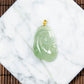 18K Gold Natural Burmese Jade Icy Light Green Ruyi Pendant