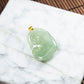 18K Gold Natural Burmese Jade Icy Light Green Ruyi Pendant