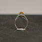 18K白金鑲鑽天然緬甸翡翠冰黃翡配陽綠蛋面戒指