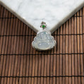 18K Platinum Diamond Natural Burmese Jade Icy White Piao Hua Buddha Pendant