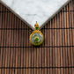 18K Gold Diamond Natural Burmese Jade White Piao Hua Ping An Donut Pendant